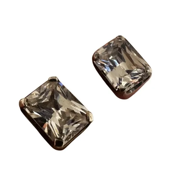 Sterling Silver & CZ Stud Earrings Silver - Image 4