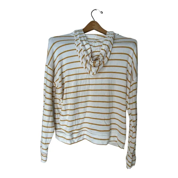 American Eagle Yellow White Striped Soft 6‎ for $36 Sexy Plush Hoodie Top - Image 6
