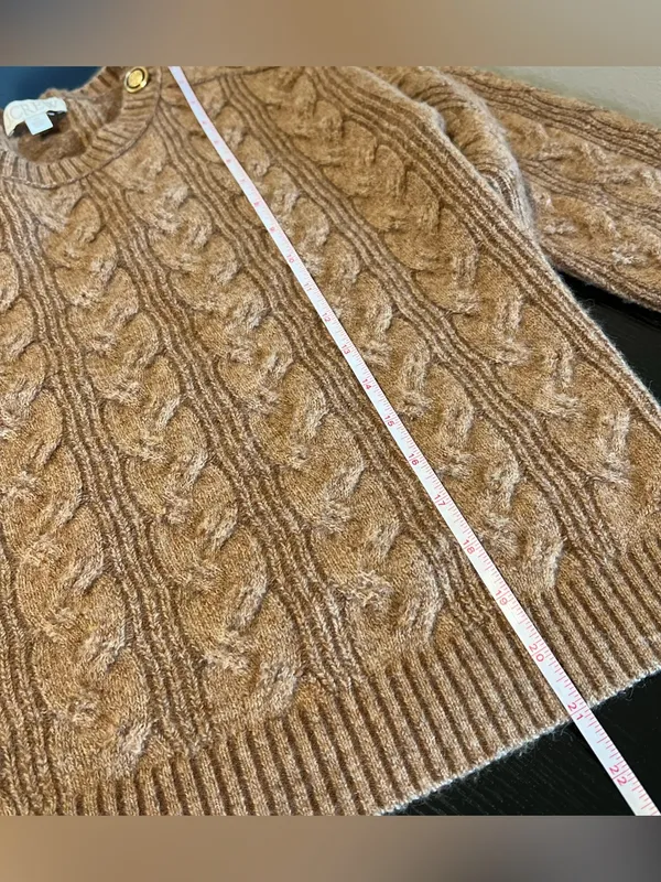 J. Crew Cable Knit Sweater With Buttons in Supersoft Yarn Brown Relaxed‎ Fit XS - Image 12