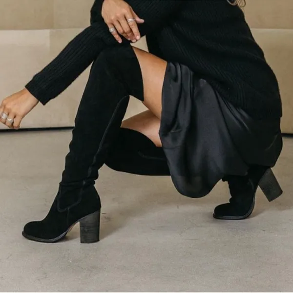 Kelsi Dagger OTK Logan Black Suede Anthropologie Chunky Soles Size 6.5. ‎ B87 - Image 2
