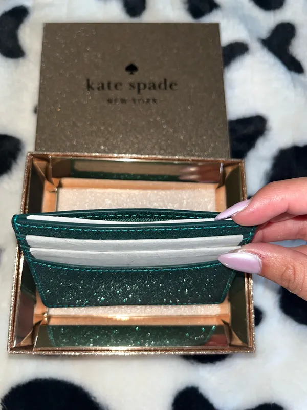 Kate Spade Turquoise Glitter Card Holder - Image 4