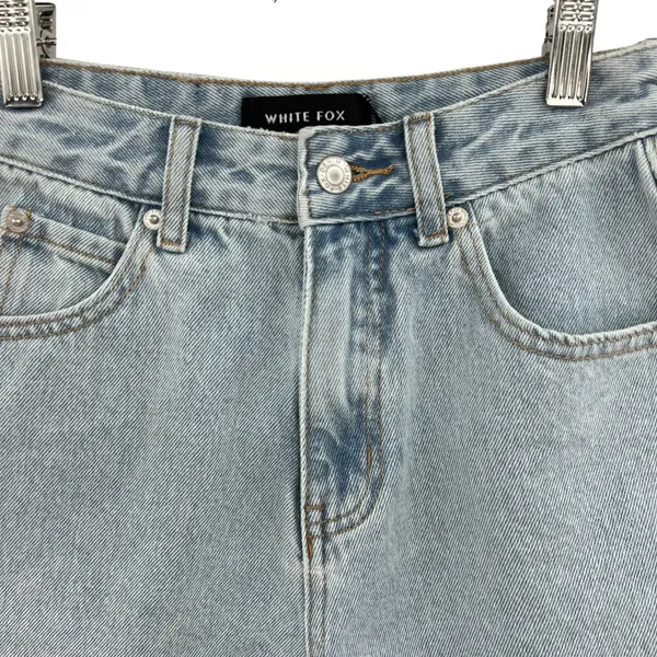 White Fox Boutique Hurt Feelings Denim Shorts Powder Blue Wash Size‎ XXS - Image 4