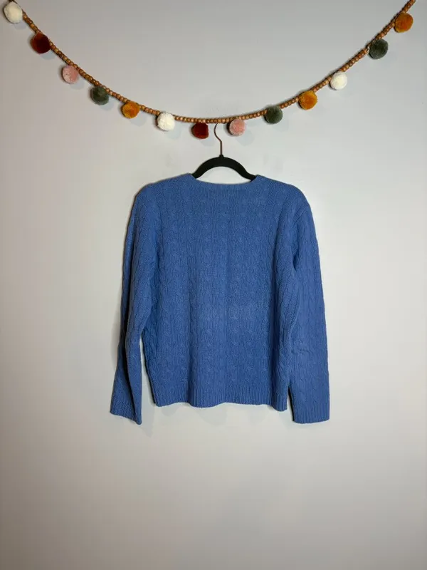 Vtg Ralph Lauren Sport blue cable knit wool sweater - Image 5