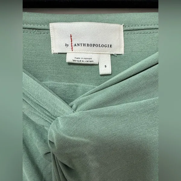 Anthropologie Jersey Midi Skirt in Sage Green Size Small with slit - Image 3