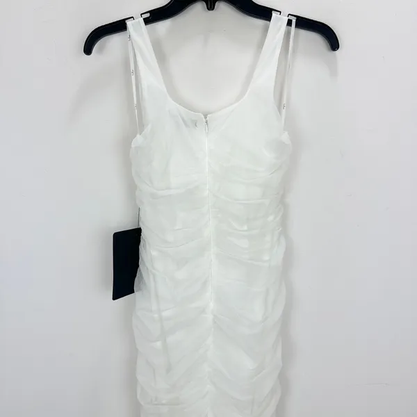 Lulus V.I.P. Treatment White Mesh Ruched Bodycon Midi Dress Cocktail Small NWT - Image 11