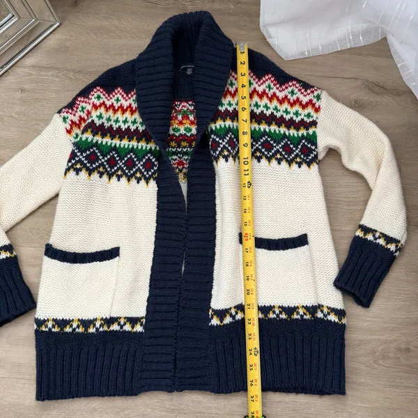American Eagle Blue and White Holiday Cardigan - Image 2
