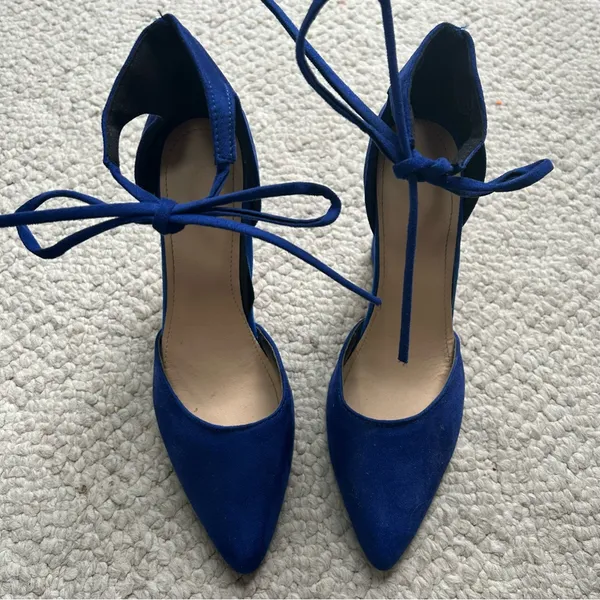 Blue High Heel Shoes By with Strappy Ties Women Size 7.5 Pumps - Image 4