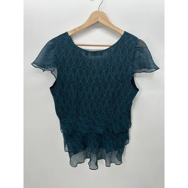 INC Womens Babydoll Silk Top Size 12 Dark Fairy Whimsigoth‎ Button Front Sheer - Image 2