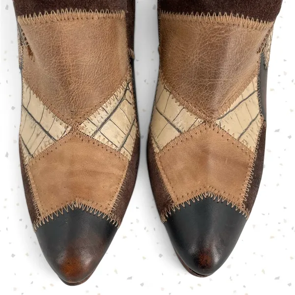 Freebird by Steven Juno Patchwork Knee High Leather Boots Fall Boho Style Size 7 - Image 5