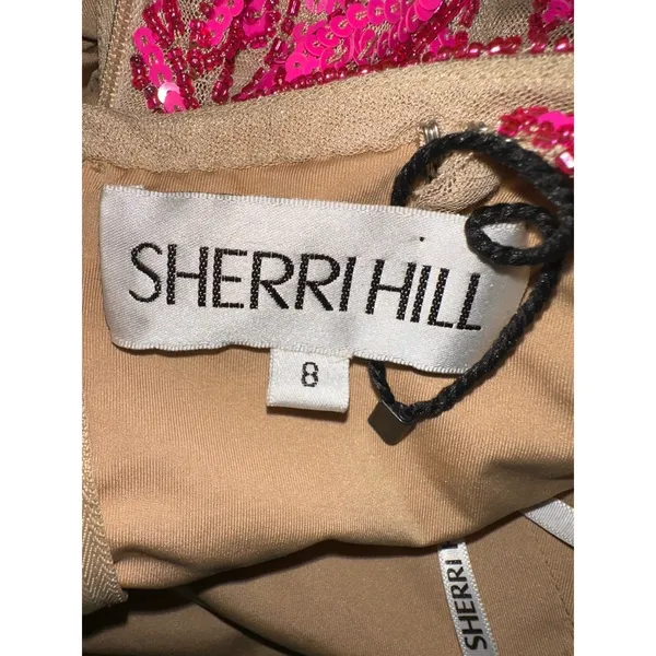 Sherri Hill 54250 One Shoulder Beaded Prom Gown Pink Nude Size 8 Dress - Image 14