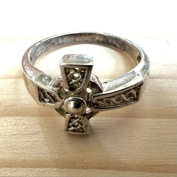 Vintage Sterling Silver Celtic Cross Ring – 925 Hallmarked, Gothic Celtic Style Silver - Image 9