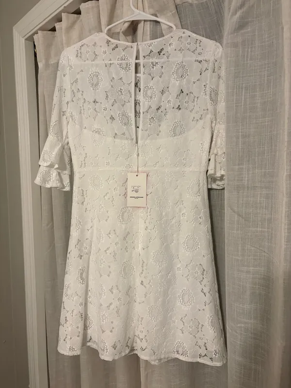 White Amanda Uprichard Lace Mini Dress - Image 5