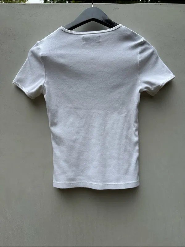 ROLLA’S White Ribbed Crewneck Fitted T-Shirt Small - Image 2