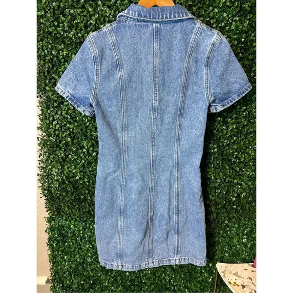 PILCRO Short-Sleeve Denim Button-Front Mini Dress Women's Size 2 Anthropologie - Image 8