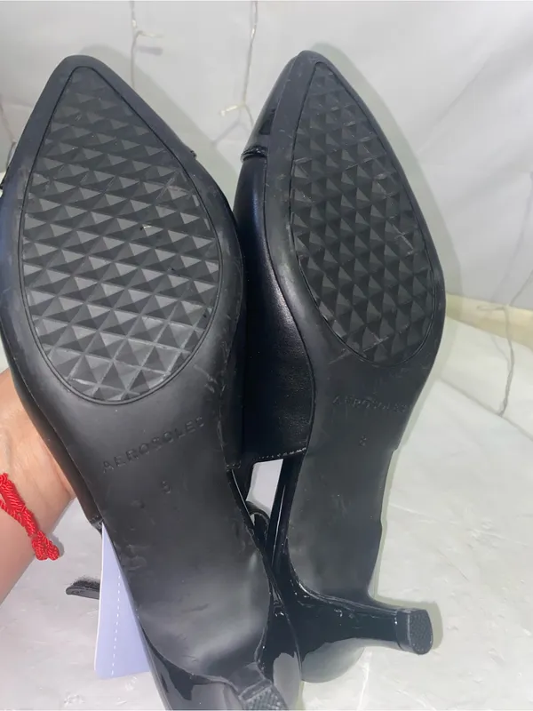 AEROSOLES Black Pointed Patent Toe Slingback Flats - Image 3