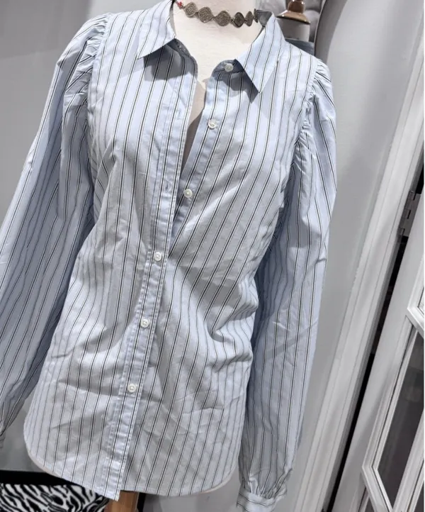 Rails Livy Shirt - Hampton Stripe Blue & White Pinstriped Button Down Shirt - Image 5