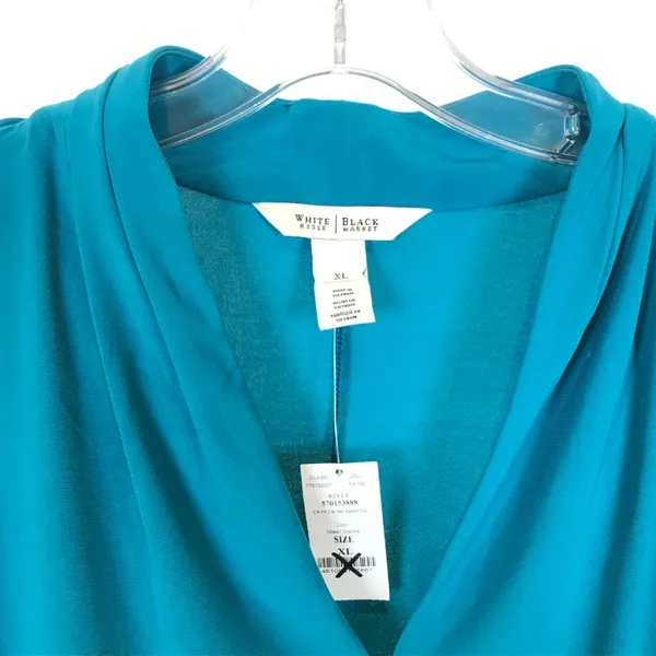 NWT Womens Size XL White House Black Market Teal Blue Stretch Jersey Mini Dress - Image 2