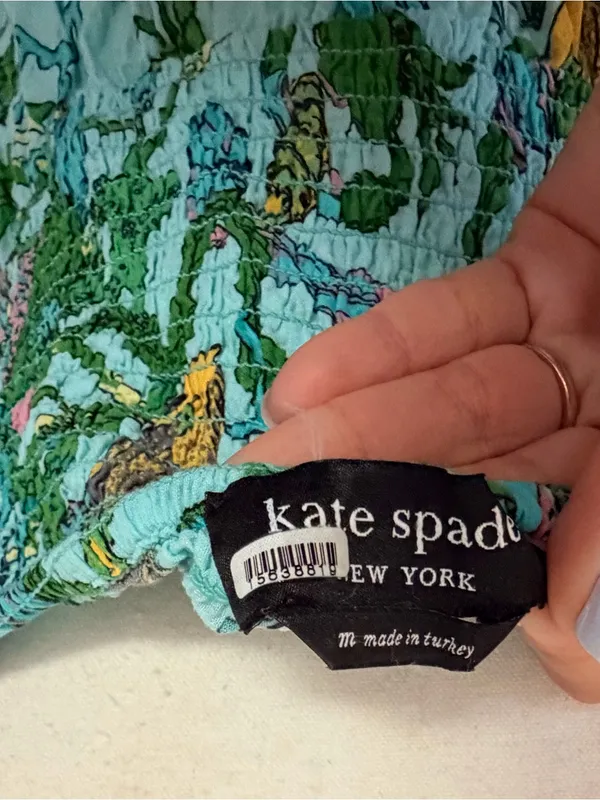 kate spade Green Floral Tie-Shoulder Maxi Dress with pockets - Image 8