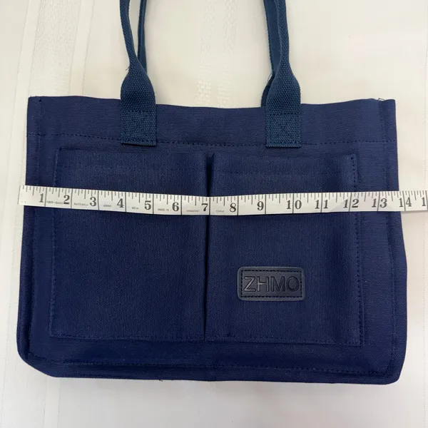 Navy Canvas Tote Bag Compartments Crossbody Work Laptop Purse Teacher Nurse NEW - Image 5