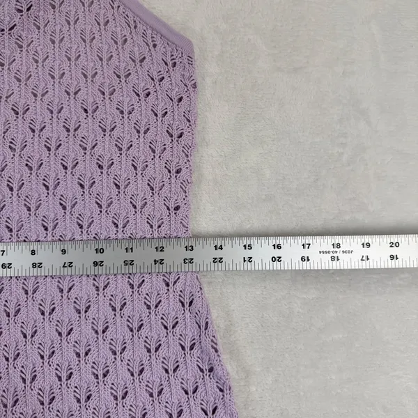 For Love &‎ Lemons Purple One Shoulder Pointelle Knit Mini Dress Small NWT - Image 5
