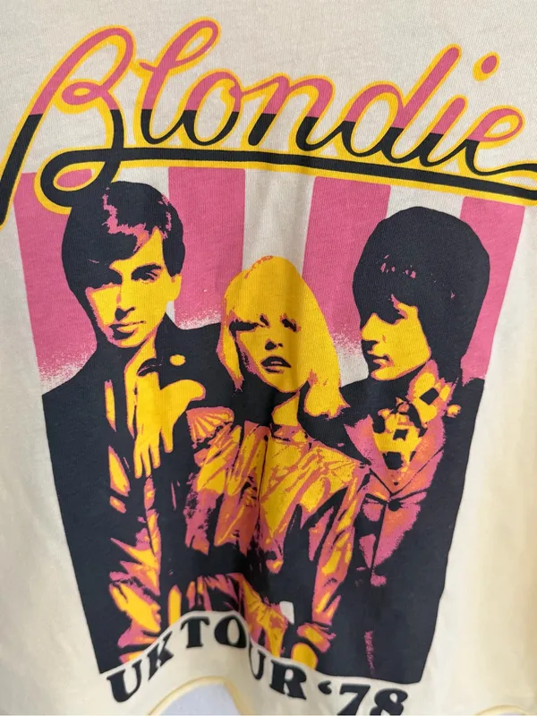 Blondie UK Tour 78 Graphic Off the Shoulder Cropped Tee - Image 3