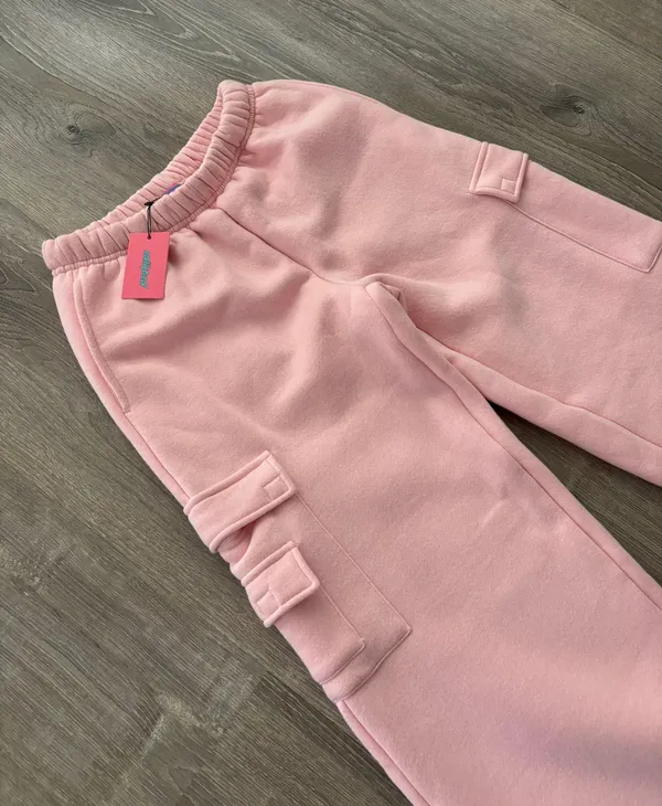 Edikted NWT Baby Pink Wide Leg Cargo Sweatpants (S) - Image 4