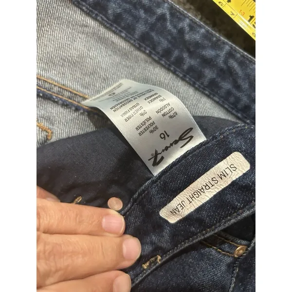 7 For All Mankind Seven 7 Denim Jeans Women's Size 16 Slim Straight Stretch High-Rise Dark Wash - Image 5