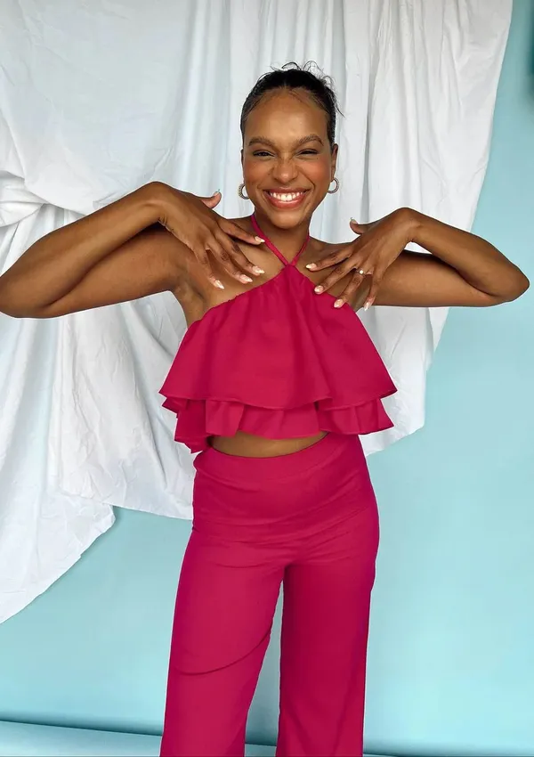 Vestique Fuchsia Halter Top and Pant Set - Image 3