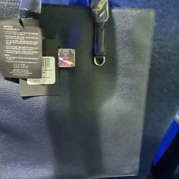 NWT MCM Aren Leather Tote Handbag Blue Camo - Image 9