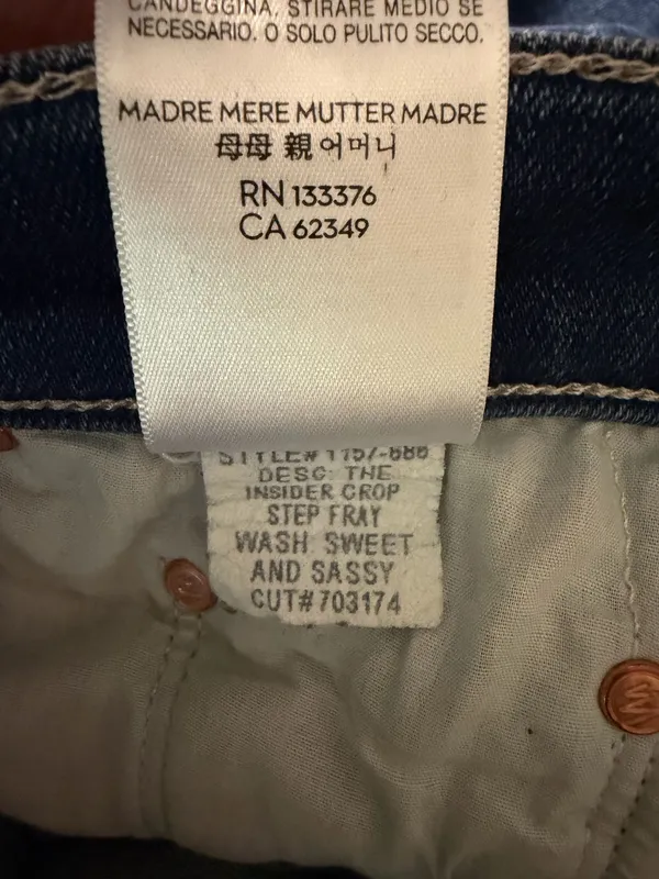 MOTHER The Insider Crop Step Fray Denim Jean Blue Sweet and Sassy Size 26 - Image 7