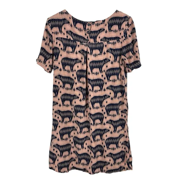 Anthropologie Mauve Short Sleeve Pull Over Pink Zola Bear Print Shift Dress 4 - Image 2