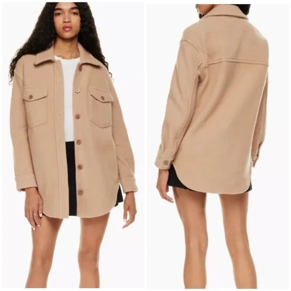 Aritzia Wilfred Free 100% Organic Cotton The Ganna Shaket, tan , oversized S - Image 2