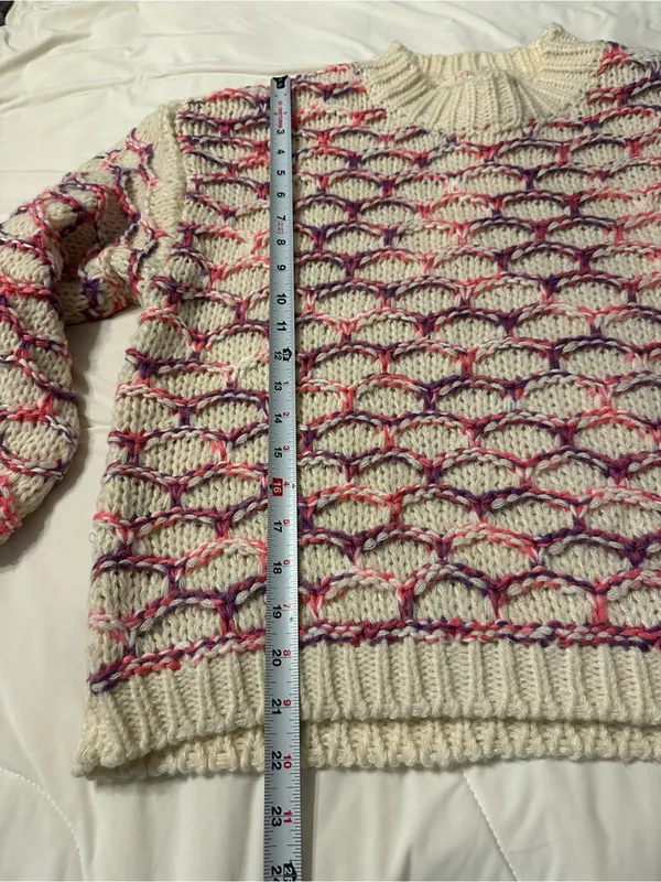 BTB Los Angeles Lola Honeycomb Cozy Cream Multicolor Knit Sweater - NWT - Size L - Image 12