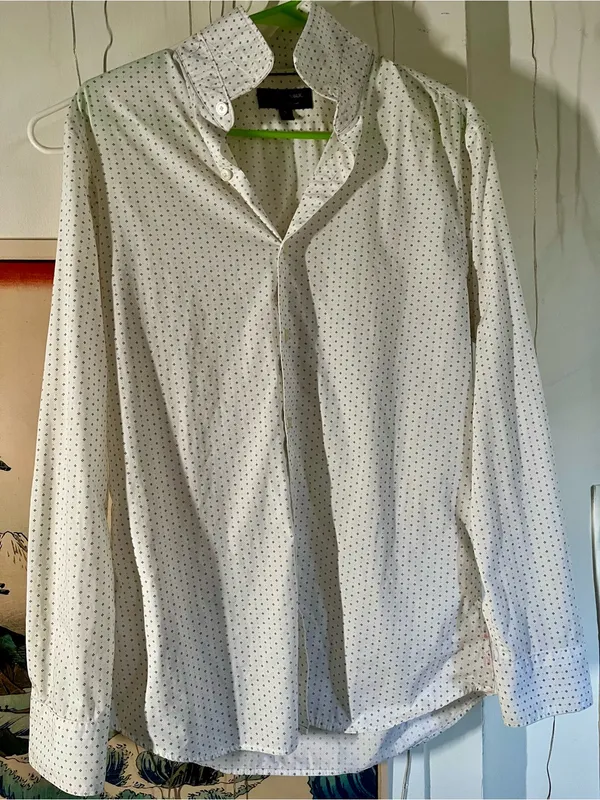 Banana Republic White Shirt with Navy Dot Print - Image 6