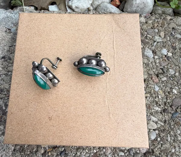 Vintage Mexican Sterling Silver Screwback Earrings - Image 4
