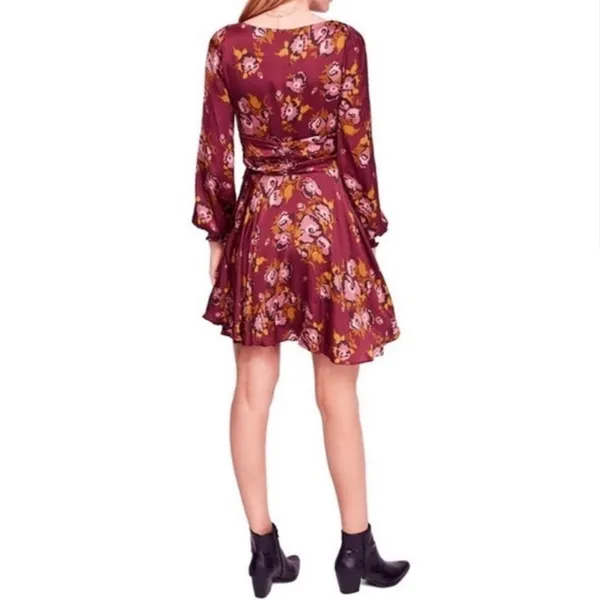 Free People Purple Gold Morning Floral Mini‎ Dress Size 12 Boho - Image 2