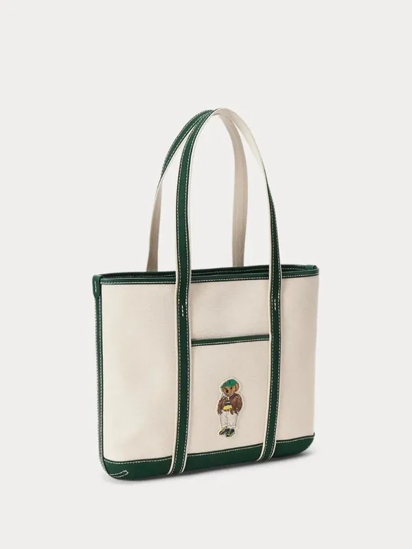 Polo Ralph Lauren Fall Bear Tote in Ecru & Juniper Womens Bag - Image 13