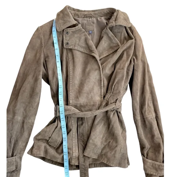 Gap Edition Dark Brown Genuine Leather Suede Belted Coat Jacket Small 854926-00 - Image 8
