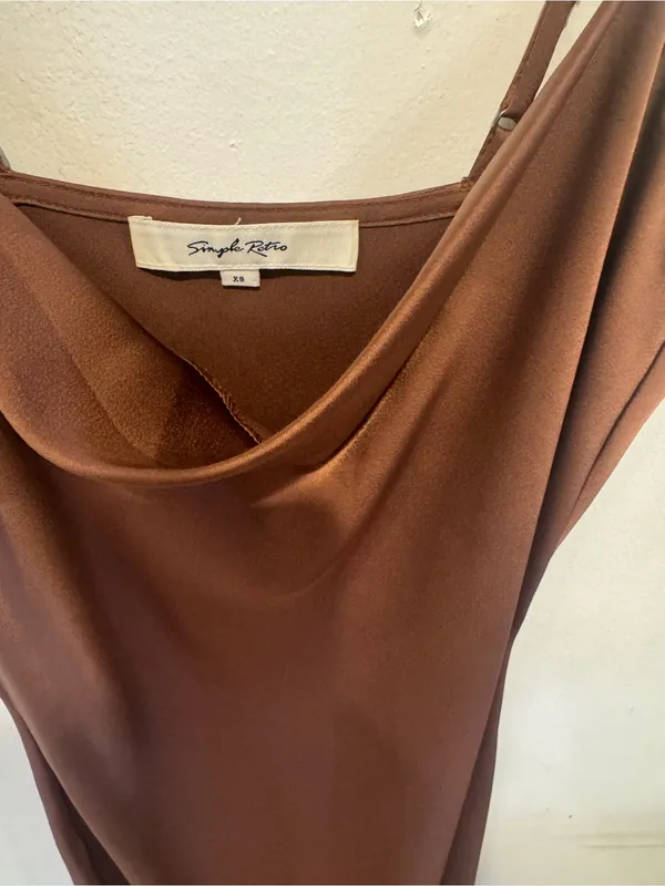Sleek Brown Cowl-Neck Slip Dress - Image 4