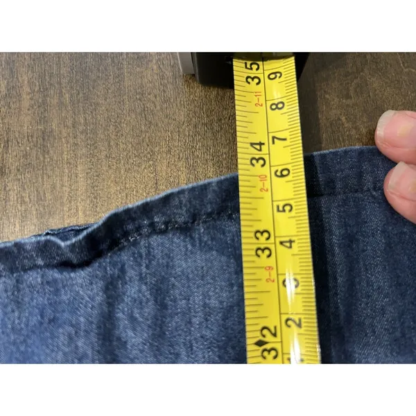 Denim Chambray Button Front tiered Shirt Dress Blue Petite XL Modest Teacher - Image 4