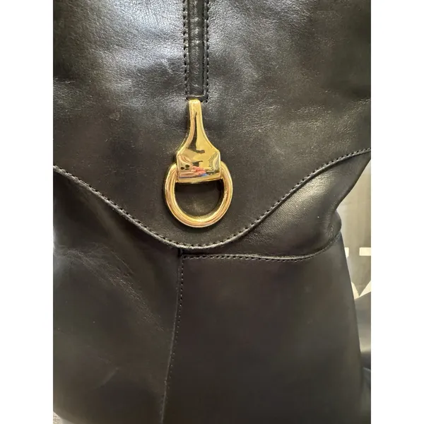 Arezzo Women's Black Leather Vivian Mid Block Rounded Toe Equestrian Size 10B - Image 3