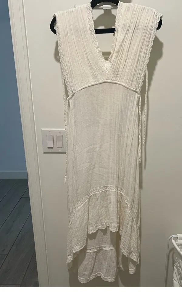 Anthropologie White High Low Dress - Image 4