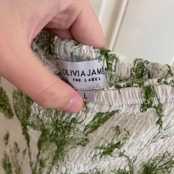 Green Botanical Print Puff Sleeve Midi Dress - Image 4