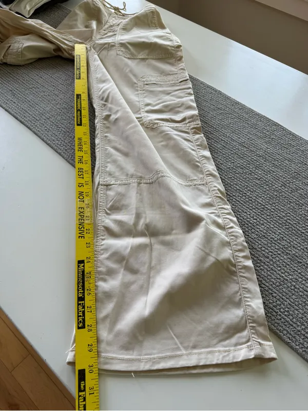 American Eagle Outfitters Ivory Beige Baggy Wide Leg Cargo Pants W Drawstring 4 - Image 13