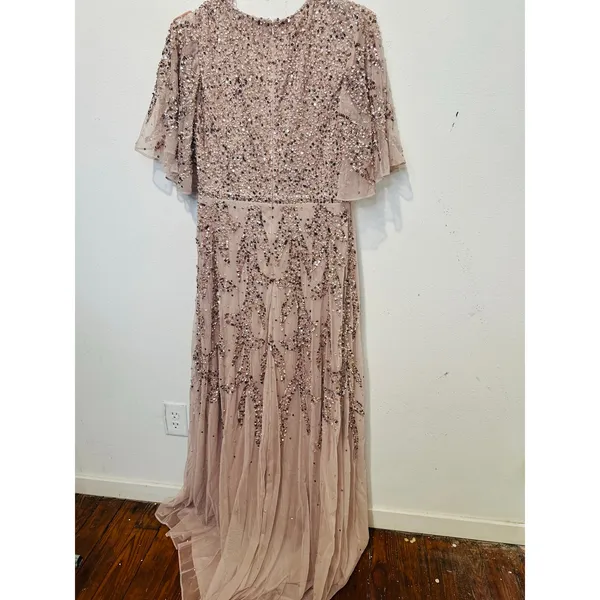 MAC DUGGAL 93681 Vintage Lilac Pink Sequined Butterfly High Low Gown Dress sz 10 - Image 11
