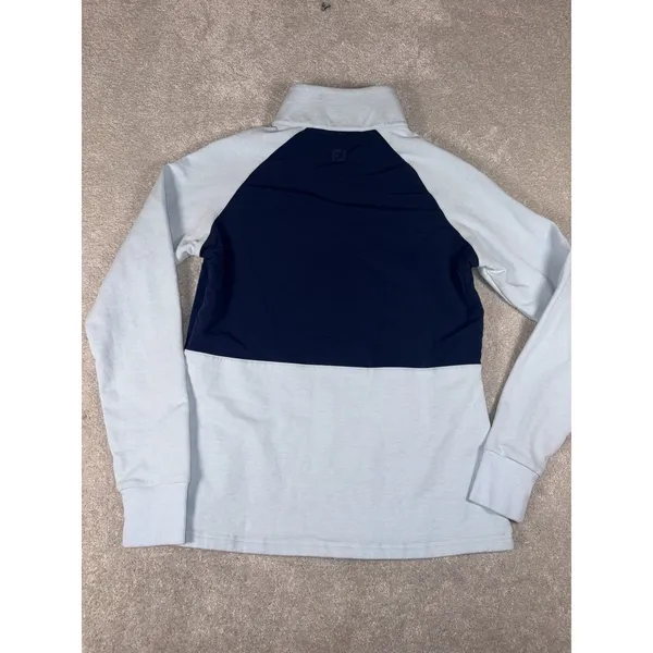 FootJoy Women's Cozy Hybrid Mid-Layer Quarter-Zip pullover‎ Navy/sky Small - Image 6