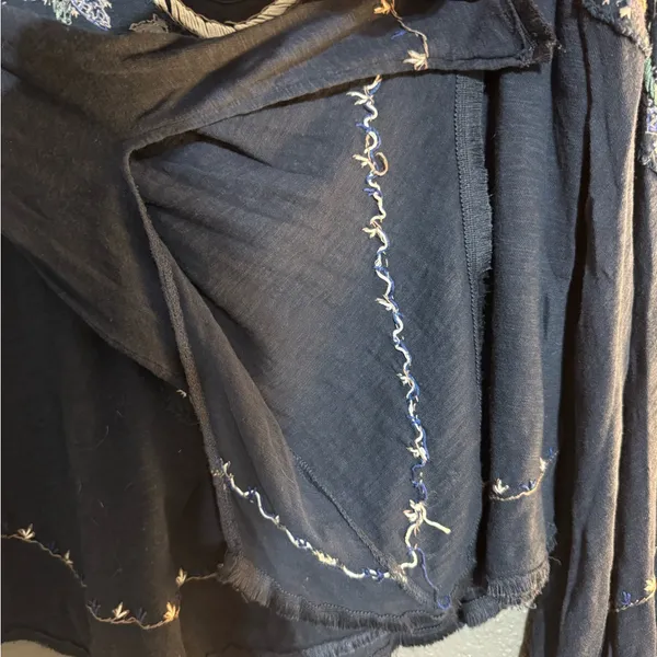 Free People Chic Embroidered Women's Blouse in Navy - Image 3