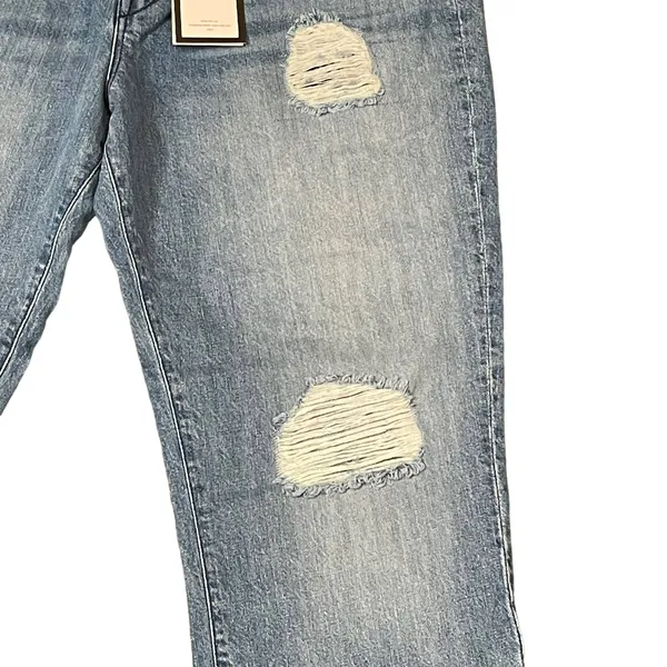 3X1 Fringe Hem Crop‎ Straight Leg Jeans Distressed Mid -Rise Cotton 31 Women NWT - Image 6