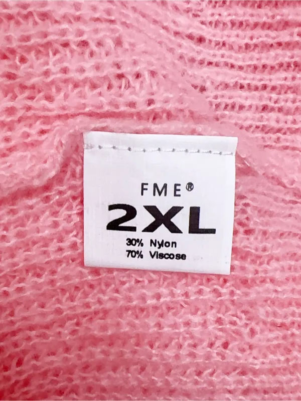 Amazon Coral Pink Oversized Henley Button Pullover Knit Sweater - Image 8