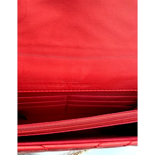 Badgley Mischka Crossbody Chevron Quilted Center Cover - Red - Image 9